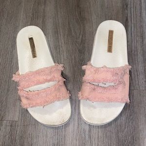 Womens Denim Sandal Slides